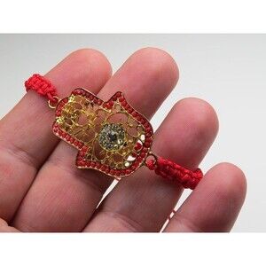 Eye & Hand Spiritual  Red Beads Bracelet Hand Made